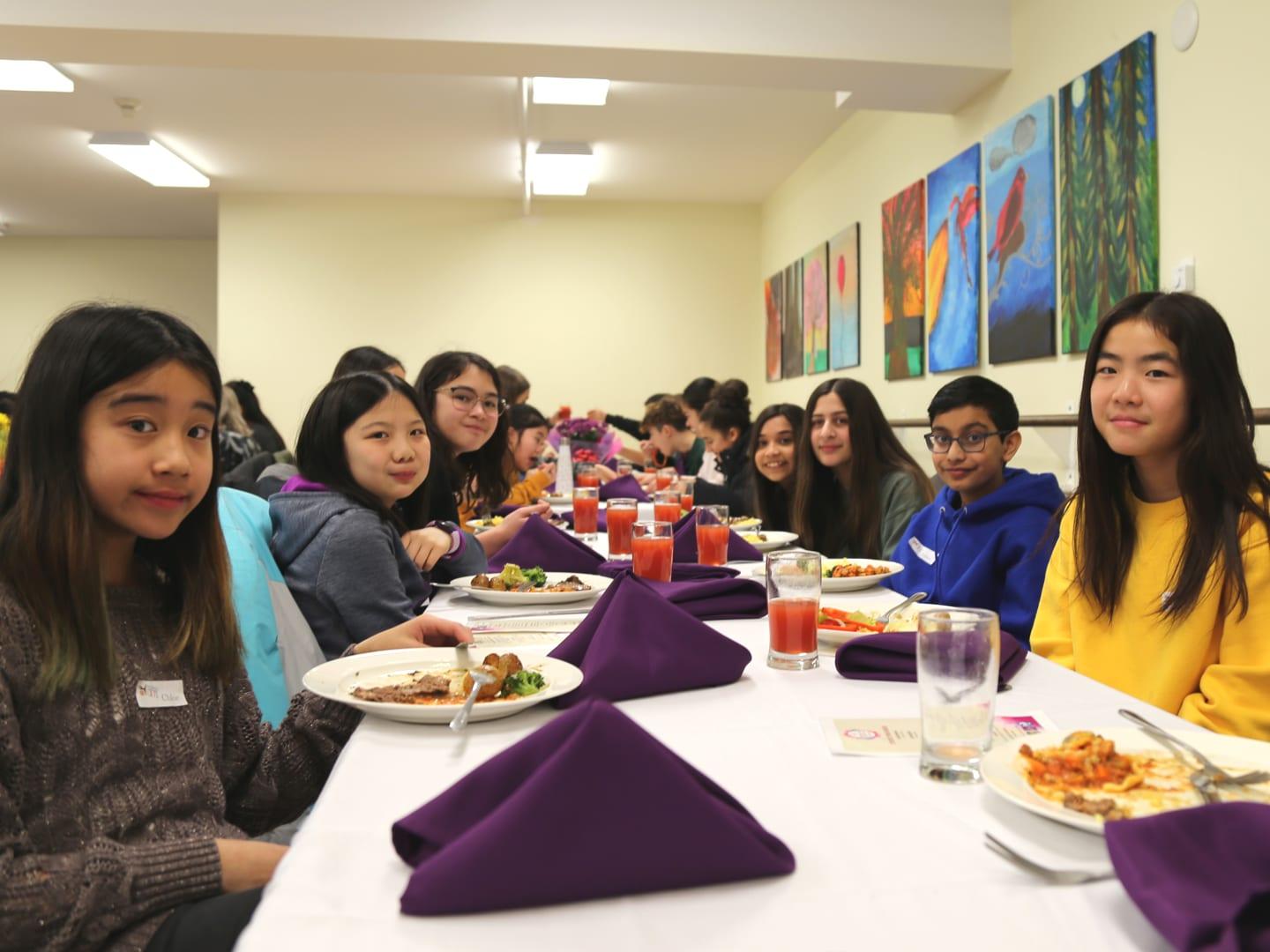 Grade 7 students from Admiral Seymour Elementary enjoy a buffet at the Collaboration Celebration Luncheon on January 17, 2020.